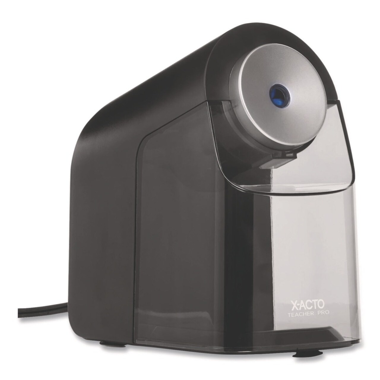 X-ACTO Model 1675 TeacherPro Classroom AC-Powered 4 in. x 7.5 in. x 8 in. Electric Pencil Sharpener - Black/Silver/Smoke